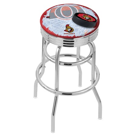 Holland Bar Stool Co 30" Chrome 2-Ring Ottawa Senators Swivel Bar Stool, Accent Ring L7C3C30OttSen-D2